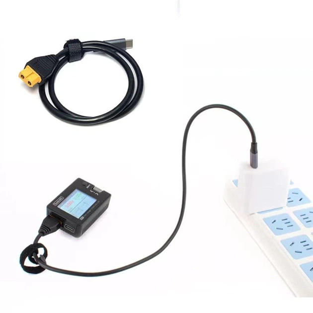 Кабель 100W ToolkitRC SC100 Type-C to XT60 для зарядки M7 M6 M6D зарядное устройство M4 Pocket PD3.0 5.0-20.0V MAX 5A Black - Фото 6 Кабель 100W ToolkitRC SC100 Type-C to XT60 для зарядки M7 M6 M6D зарядное устройство M4 Pocket PD3.0 5.0-20.0V MAX 5A Black - изображение 6