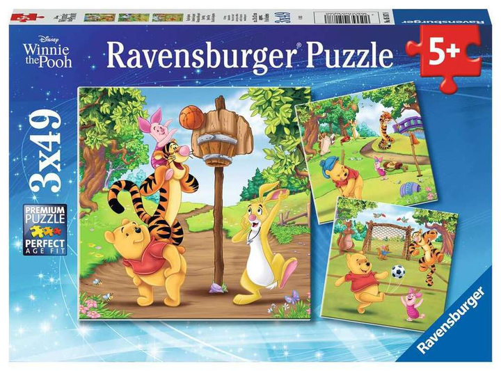 Puzzle Ravensburger Disney Winnie the Pooh Dzień Sportu 3x49 szt (10105187) (4005556051878) - obraz 1