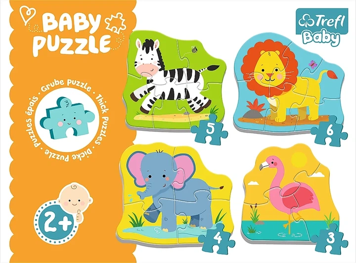 Пазлы Trefl Baby Classic Животные на сафари 3+4+5+6 элементов (5900511360738) - Фото 2 Пазлы Trefl Baby Classic Животные на сафари 3+4+5+6 элементов (5900511360738) - изображение 2