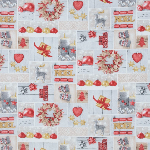Новогодняя ткань лонета Коллаж игрушки, свечи , фон серый (145г/м.кв280см пог.м) 173570 - Фото 2 Новогодняя ткань лонета Коллаж игрушки, свечи , фон серый (145г/м.кв280см пог.м) 173570 - изображение 2