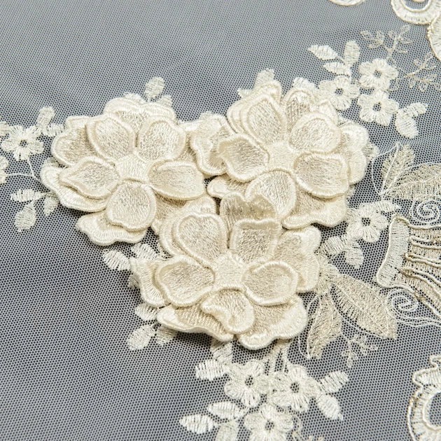 Ткань тюль сетка вышивка Эйра цвет крем, золото с люрексом с фестоном (54г/м.кв290см пог.м) 172989 - Фото 4 Ткань тюль сетка вышивка Эйра цвет крем, золото с люрексом с фестоном (54г/м.кв290см пог.м) 172989 - изображение 4