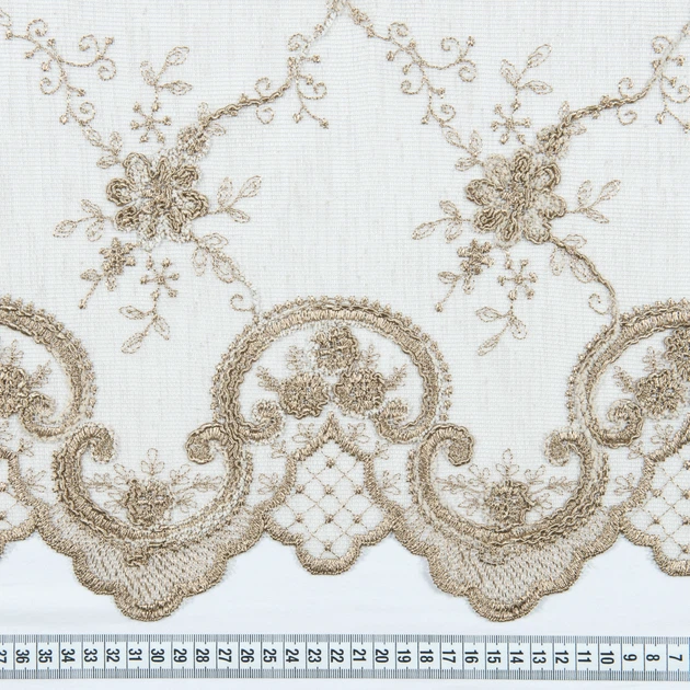 Ткань тюль вышивка Руфина цветы беж (82г/м.кв300см пог.м) 161448 - Фото 3 Ткань тюль вышивка Руфина цветы беж (82г/м.кв300см пог.м) 161448 - изображение 3