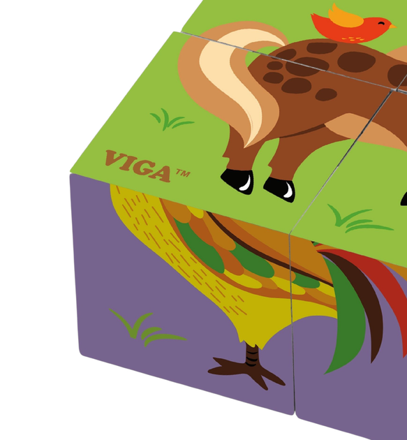Drewniane puzzle - kostki Viga Farma 50835 (6934510508357) - obraz 2