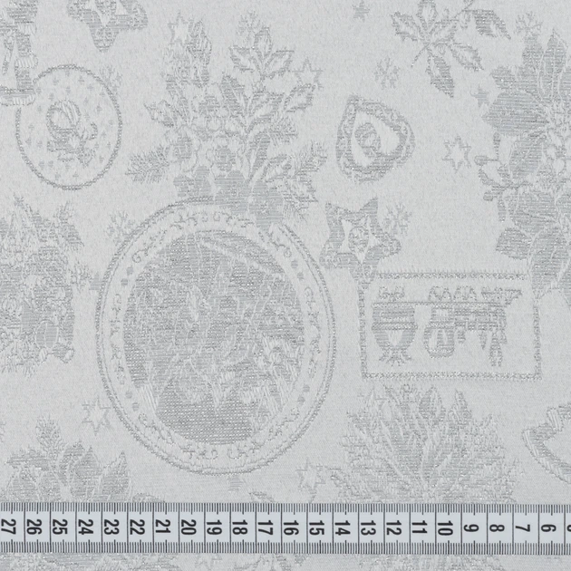 Тканина жакард новорічний Картинки люрекс колір срібло (173г/м.кв285см пог.м) 161323 - зображення 3