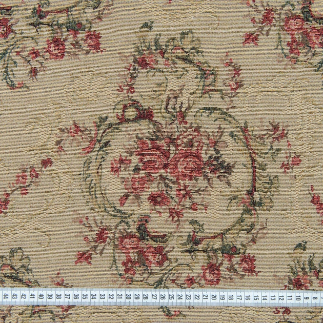 Ткань гобелен Вензель беж-бордовий (305г/м.кв150см пог.м) 46514 - изображение 3