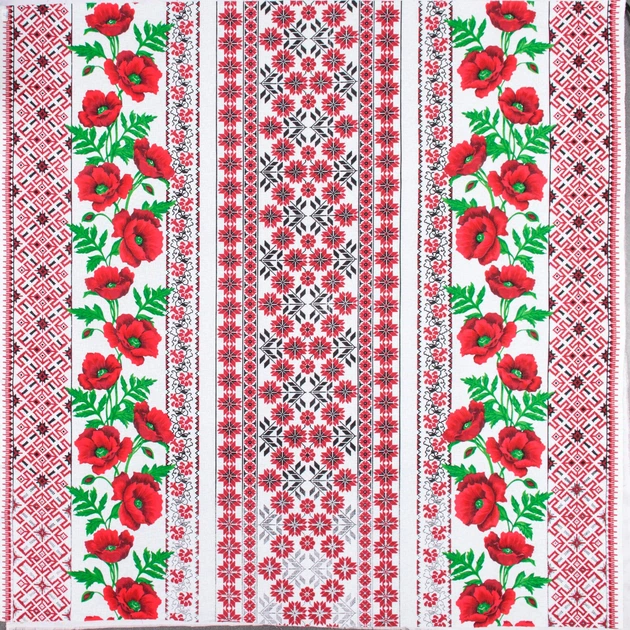 Ткань скатертная рогожка маки (160г/м.кв150см пог.м) 181835 - Фото 2 Ткань скатертная рогожка маки (160г/м.кв150см пог.м) 181835 - изображение 2