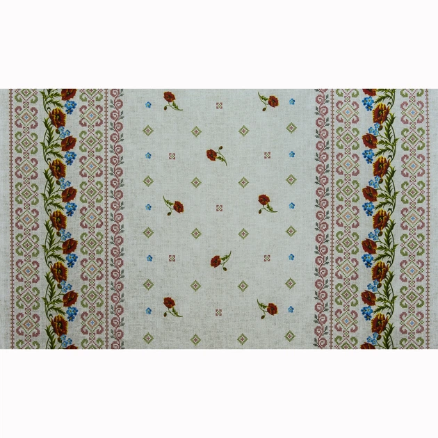 Ткань скатертная рогожка 100% хб маки на сером (163г/м.кв150см пог.м) 133410 - Фото 2 Ткань скатертная рогожка 100% хб маки на сером (163г/м.кв150см пог.м) 133410 - изображение 2