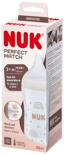 Butelka do karmienia Nuk Perfect Match 3+ m Przezroczysta 260 ml (4008600434245) - obraz 2
