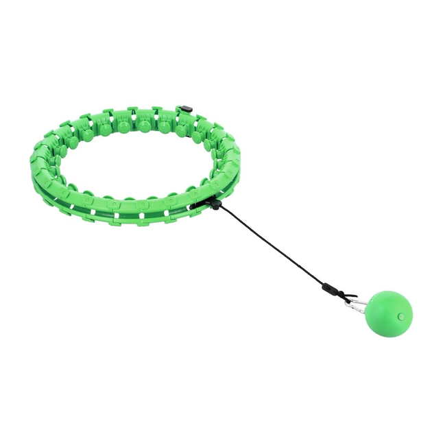 Zestaw HMS Hula-hop HHW01 zielony z wypustkami, obciążnikiem i pasem BR163 czarno czerwony (5907695552782) - obraz 2