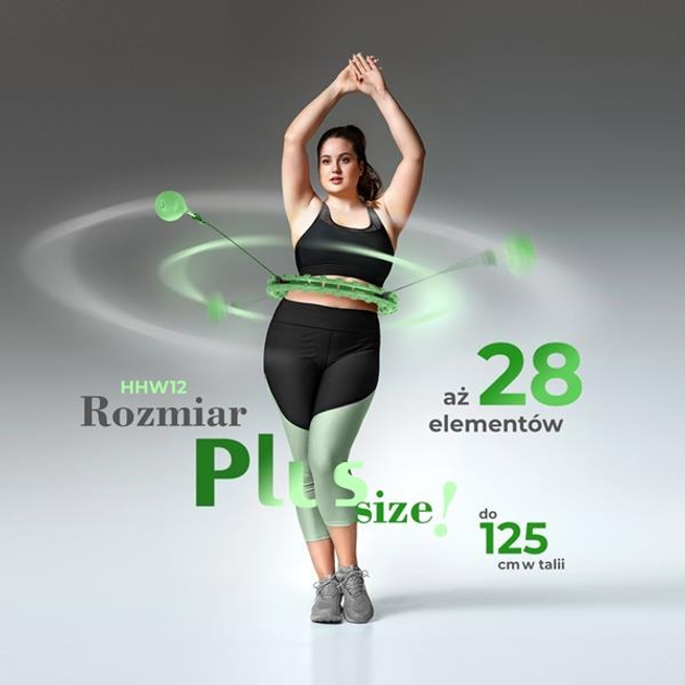 Hula-hop HMS PLUS SIZE z wypustkami i obciążnikiem zielony HHW12 (5907695553345) - obraz 15