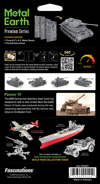 Металлический 3D конструктор Fascinations Metal Earth Танк Panzer IV (PS2001) - изображение 8