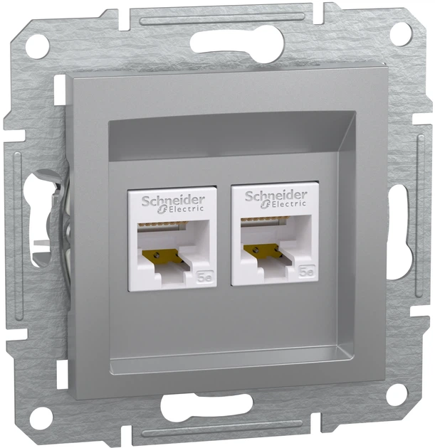 Розетка комп'ютерна RJ45 UTP кат. 5Е подвійна Schneider Electric Asfora Алюміній EPH4400161 - Фото 1 Розетка комп'ютерна RJ45 UTP кат. 5Е подвійна Schneider Electric Asfora Алюміній EPH4400161 - изображение 1