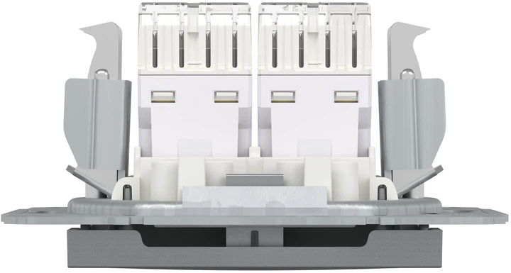 Розетка компьютерная RJ-45 двойная, сталь, EPH4400162 Asfora Schneider - Фото 4 Розетка компьютерная RJ-45 двойная, сталь, EPH4400162 Asfora Schneider - изображение 4