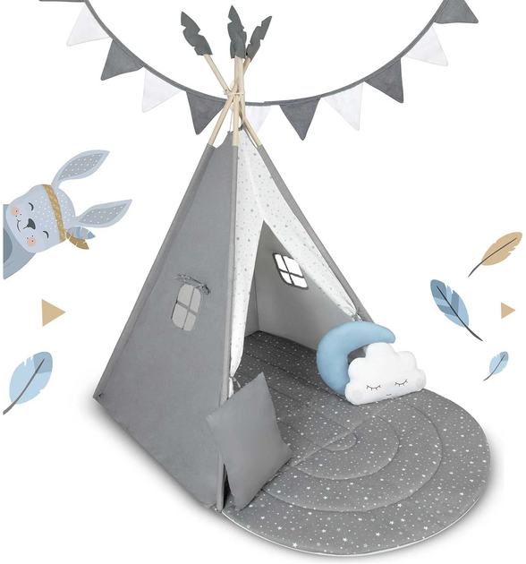 Namiot tipi dla dzieci Nukido NK-406 szary (5903890616694) - obraz 6