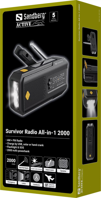 Радіо Sandberg Survivor 421-04 All-in-1 2000 Black (5705730421044) - зображення 11