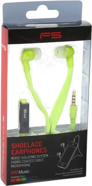 Słuchawki Freestyle Shoelace In-Ear Earphones + Mic Green (FH2112G) - obraz 4