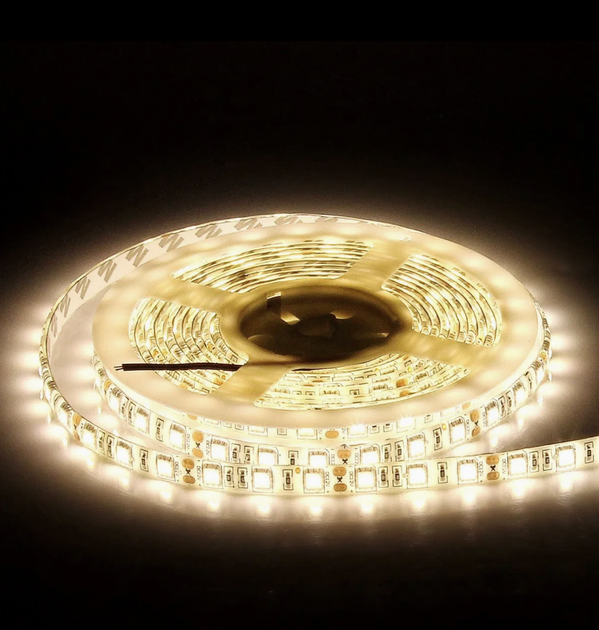 Світлодіодна LED стрічка 10 метрів SMD 2835 12V 8mm 120 LED\m 12W/м IP20 4000K - зображення 2