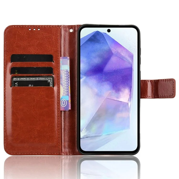 Чохол Idewei для Samsung Galaxy A36 / A366 книжка шкіра PU з візитницею коричневий - Фото 5 Чохол Idewei для Samsung Galaxy A36 / A366 книжка шкіра PU з візитницею коричневий - зображення 5