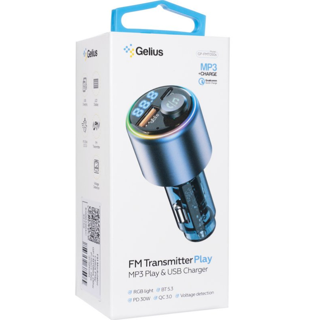 FM модулятор Gelius Play GP-FMT050s 30W PD/18W QC (RGB) - зображення 4