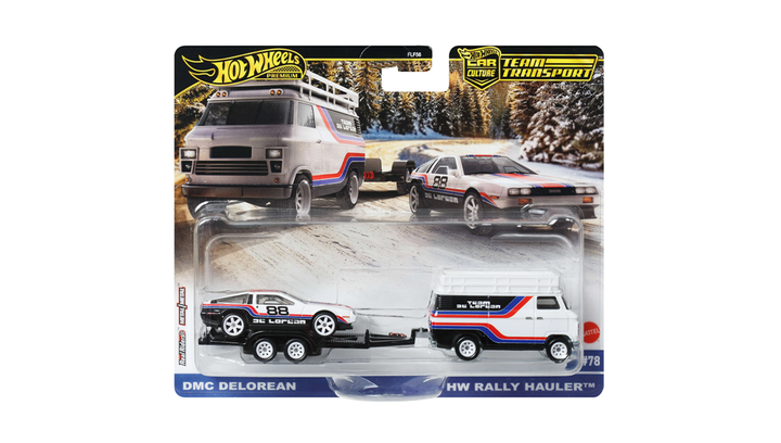 Машинка Premium 2шт Hot Wheels DMC DeLorean та Транспортер HW
