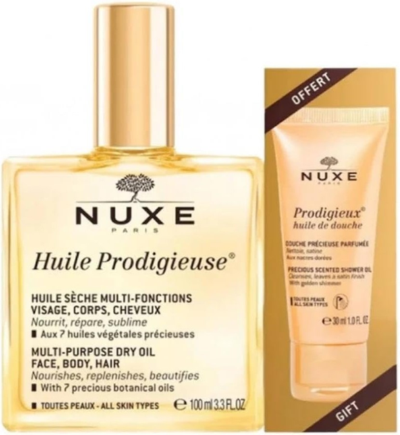 Набір для догляду за обличчям Nuxe Prodigieus Collection Універсальна суха олія 100 мл + Олія для душу 30 мл (3264680036996) - зображення 1