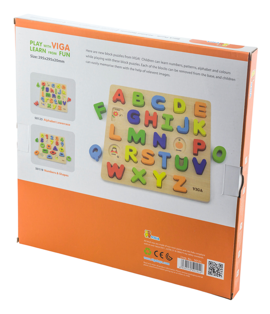 Zestaw drewnianych puzzli Viga na podkładce Angielski alfabet - wielkie litery 50124 (6934510501242) - obraz 5