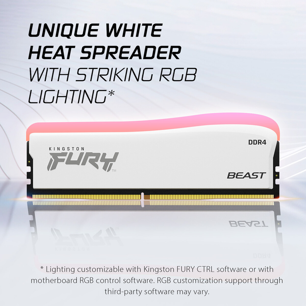Pamiec Kingston Fury DDR4-3200 32768MB PC4-25600 (Kit of 2x16384) Beast RGB Special Edition White (KF432C16BWAK2/32) (955555906991219) - Outlet - obraz 11