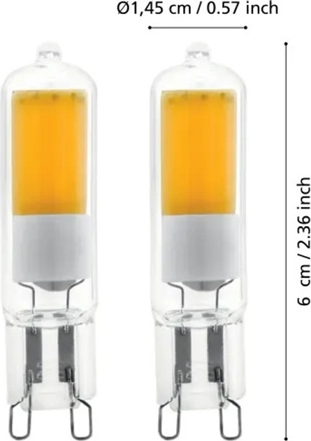 Набір світлодіодних ламп Eglo G9 2W 2 шт Warm White (9008606228768) - зображення 3