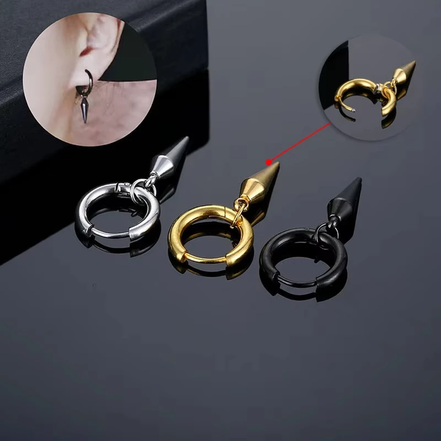 Серьга-кольцо из нержавеющей стали с конусной подвеской 1 шт [HDLXCY0759A] VNOX - изображение 2