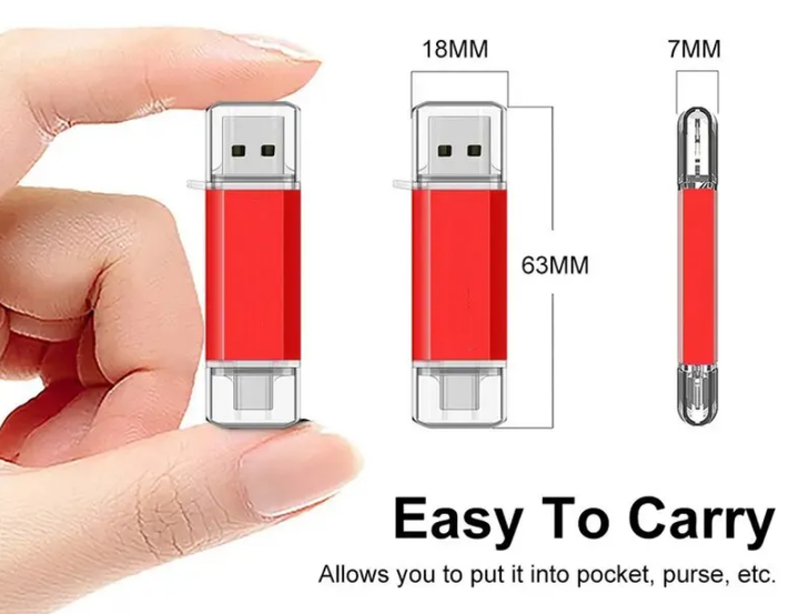 Флешка Jaster Plain 128Gb OTG USB Flash Drive - Type-C Red - Фото 4 Флешка Jaster Plain 128Gb OTG USB Flash Drive - Type-C Red - изображение 4