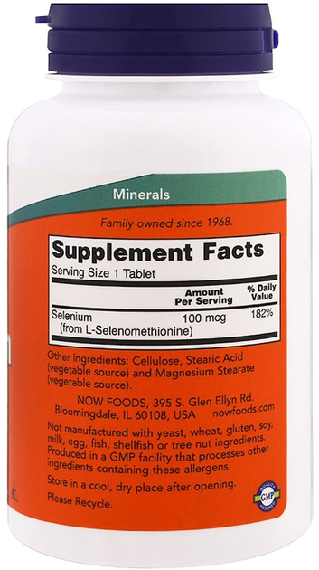 Minerały Now Foods Selen 100 mcg 250 tabletek (733739014825) - obraz 2