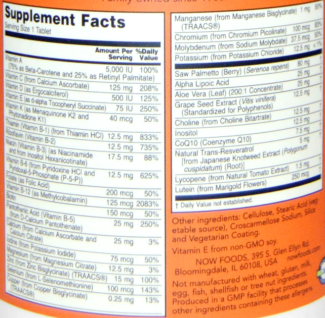 Multiwitaminy Now Foods Adam dla mężczyzn 120 tabletek (733739038760) - obraz 2