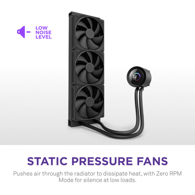 Система рідинного охолодження NZXT Kraken Plus V2 360 мм AIO Liquid Cooler Display Radiator Fans Black (RL-KN360-B2) - зображення 3