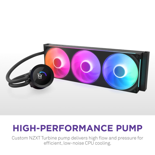Система рідинного охолодження NZXT Kraken Plus RGB V2 360 мм AIO Liquid Cooler Black (RL-KR360-B2) - зображення 2