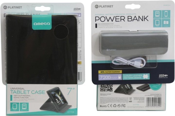 Powerbank Platinet Leather PMPB72LG 7200 mAh 10W + Etui na tablet 7" Grey (OCT7MG+7200) - obraz 2