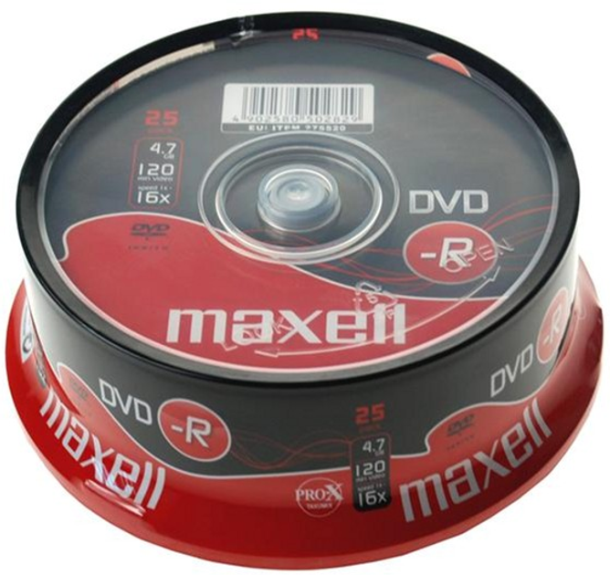 Диски Maxell DVD-R 4.7GB 16X 25 шт (MXD1625-) - зображення 1