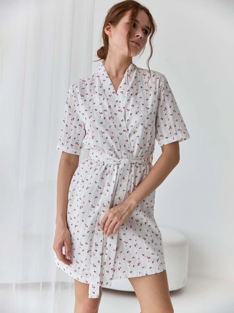 Халат женский хлопковый летний BARWA garments 0375 L Белый (2110003753129) - изображение 10