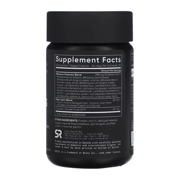 Пробиотики для женщин с клюквой Daily Women's Probiotics 65 Billion CFU Sports Research, 30 капсул - Фото 2 Пробиотики для женщин с клюквой Daily Women's Probiotics 65 Billion CFU Sports Research, 30 капсул - изображение 2