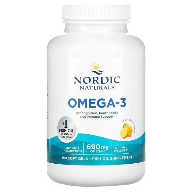 Очищений риб'ячий жир Omega-3 Nordic Naturals Лимон 690 мг 180 капсул - зображення 2