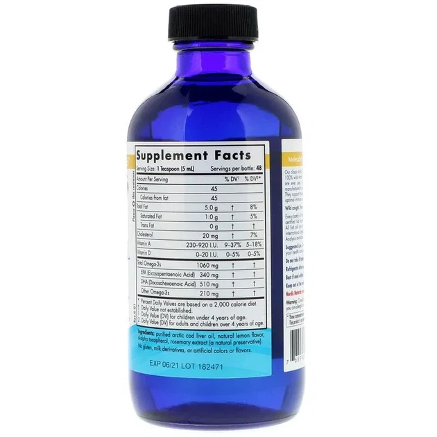 Рыбий жир из печени трески арктический Cod Liver Oil Nordic Naturals Лимон 237 мл - изображение 2