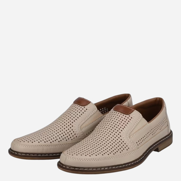 Loafersy męskie skórzane RIEKER RIE13459-60_CO 42 Beżowe (4060596764874) - obraz 2