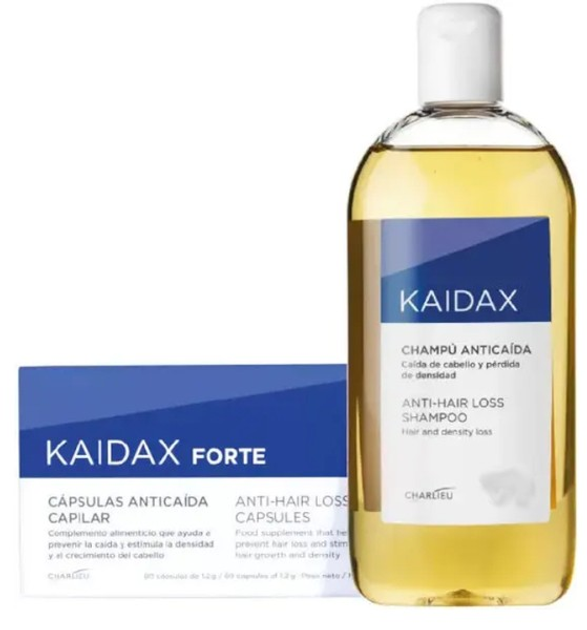 Zestaw do pielęgnacji włosów Topicrem Kaidax Forte Kapsułki przeciw wypadaniu włosów 60 sztuk + Szampon przeciw wypadaniu włosów 200 ml (8437015822495) - obraz 2