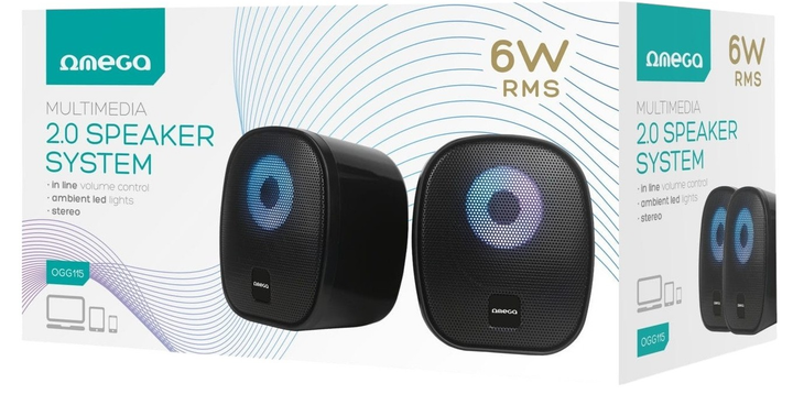 Акустична система Omega Speaker 6W RMS RGB USB 3.5 mm Audio Black Round (5907595461481) - зображення 2