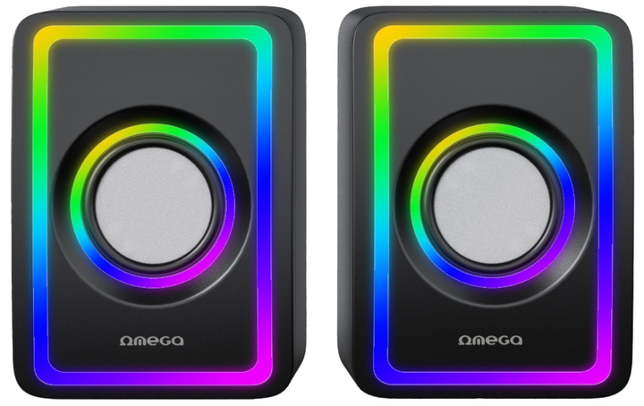 System akustyczny Omega Speaker 6W RMS RGB USB 3.5 mm Audio Black Small Tower (5907595461504) - obraz 1