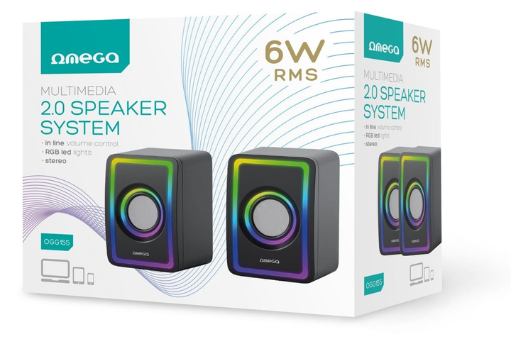 System akustyczny Omega Speaker 6W RMS RGB USB 3.5 mm Audio Black Small Tower (5907595461504) - obraz 3