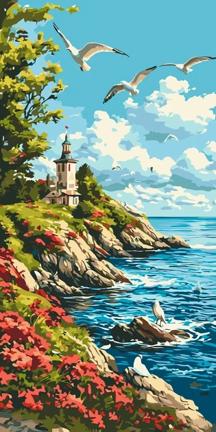 Картина за номерами "Морський ранок" Origami 40x80см LW5118 - Фото 1 Картина за номерами "Морський ранок" Origami 40x80см LW5118 - зображення 1