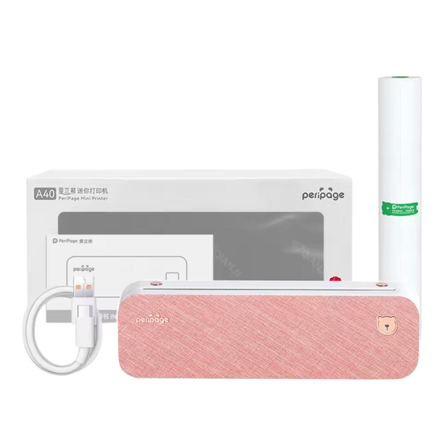 Портативний бездротовий термопринтер PeriPage A40 Pink Bluetooth 2600mAh підходить для тату та документів - зображення 1