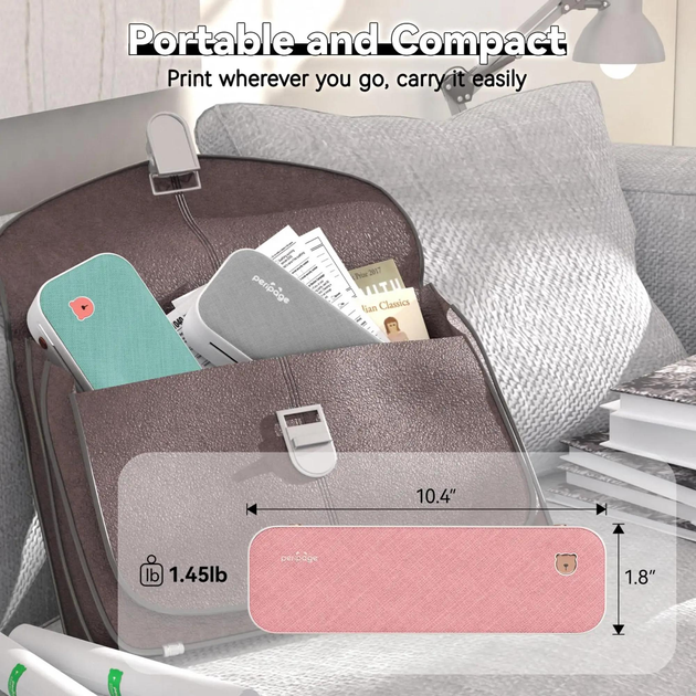 Портативний бездротовий термопринтер PeriPage A40 Pink Bluetooth 2600mAh підходить для тату та документів - зображення 3