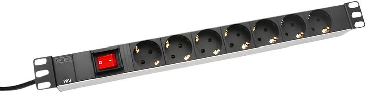 Blok gniazdek elektrycznych do szaf rack Digitus DN-95402 na 7 gniazd Schuko 2 m Black (4016032266402) - obraz 1
