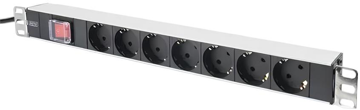 Blok gniazdek elektrycznych do szaf rack Digitus DN-95402 na 7 gniazd Schuko 2 m Black (4016032266402) - obraz 2